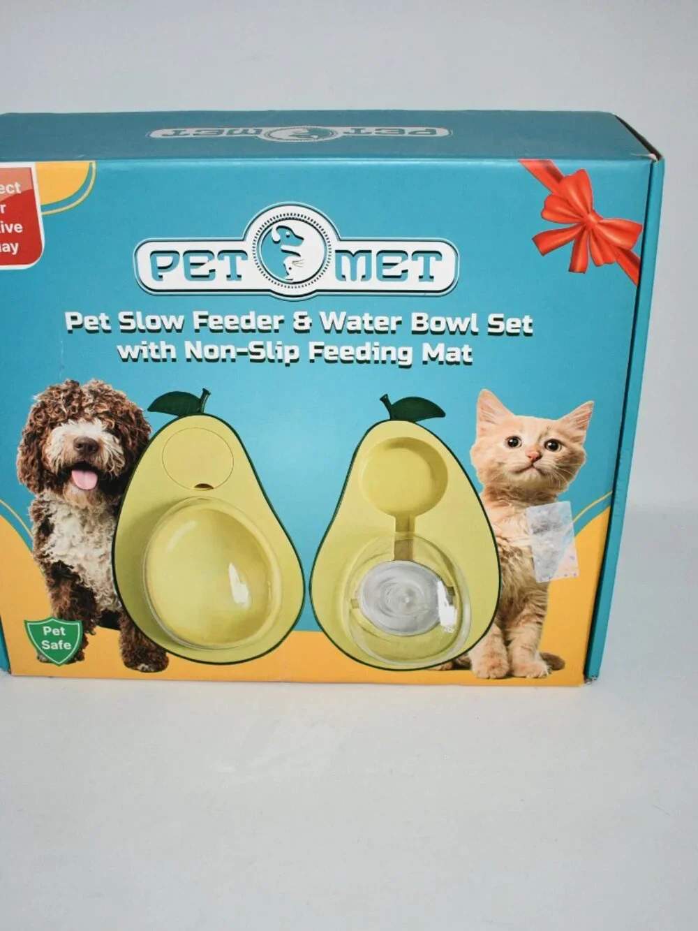 Pet Met 2pcs Cat/Dog Slow Feeder Bowl/ Water Dispenser, Avocado Design, Pet Bowl